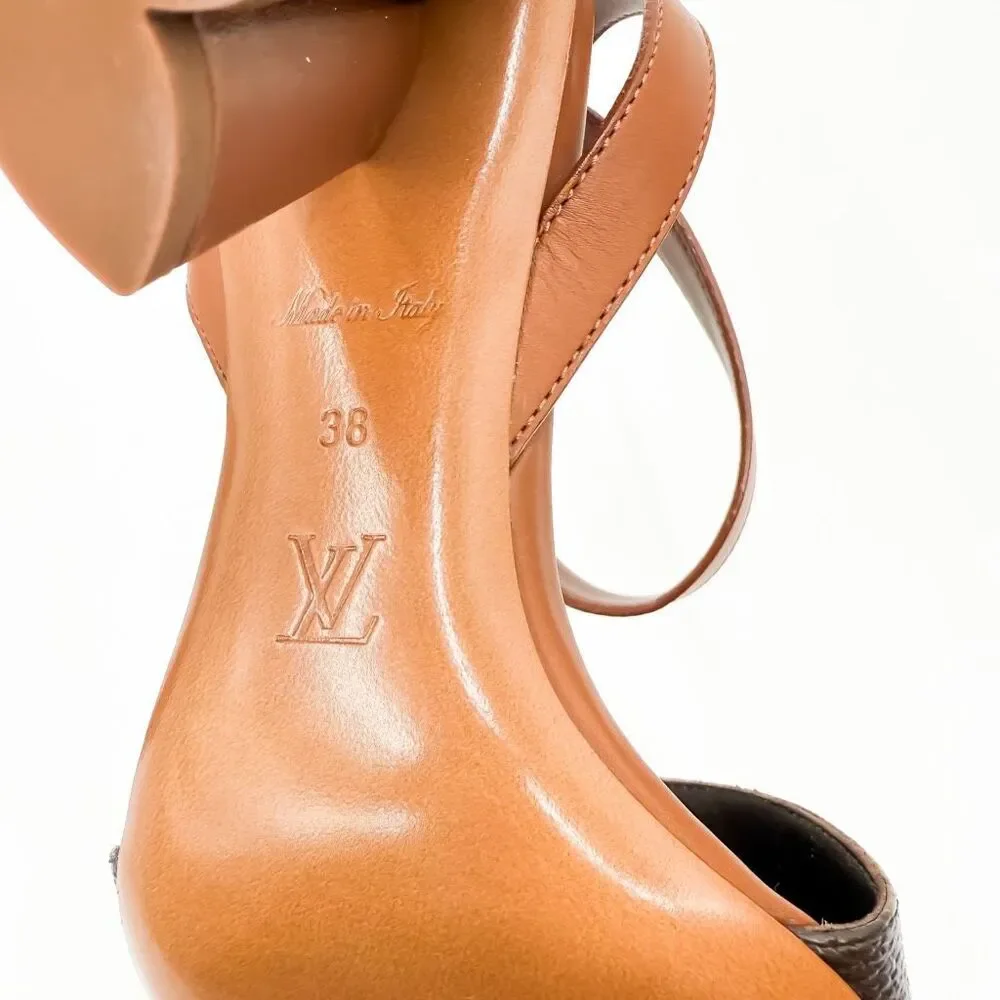 Louis Vuitton NEW LV Monogram Studded Block Heel Leather Sandals EU 38 US 8 - Picture 10 of 11